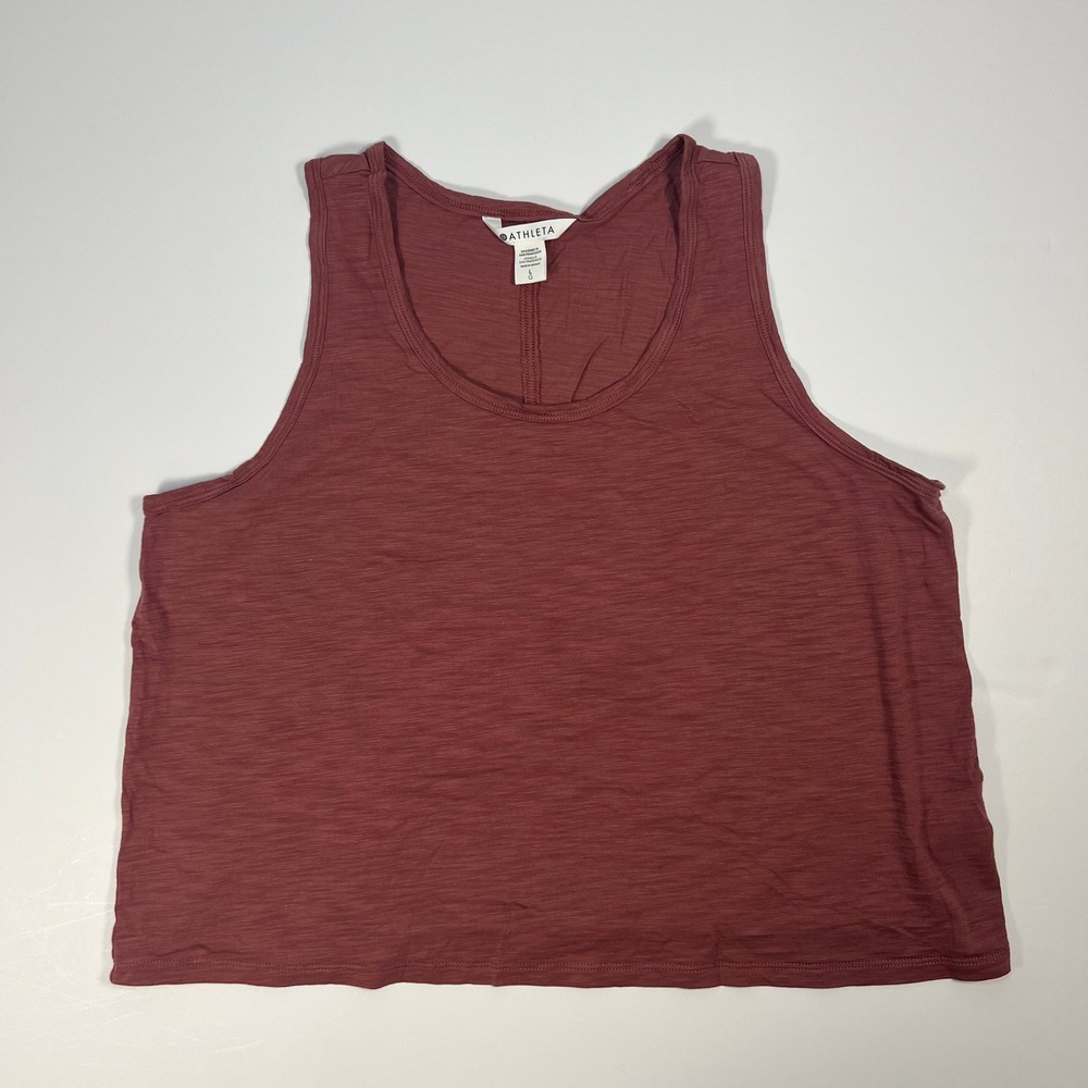Athleta Essential Slub Tank Top Women Large Mauve Cotton Scoop Neck  Sleeveless